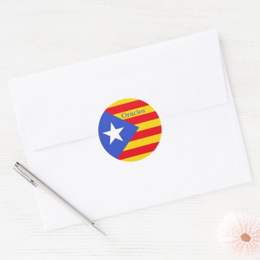 Catalaanse vlag bedankt ronde sticker (Envelop)