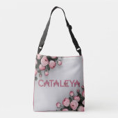 CATALEYA geborduurd Roos Canvas tas (Achterkant)