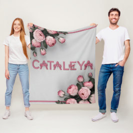 CATALEYA Geborduurd Roos Sierkussen & Deken
