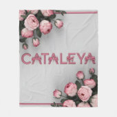 CATALEYA Geborduurd Roos Sierkussen & Deken (Voorkant)