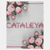 CATALEYA Geborduurd Roos Sierkussen & Deken (Voorkant)