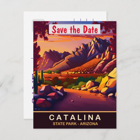 Catalina, Arizona, Reizen Briefkaart, Save The Date (Voorkant / Achterkant)