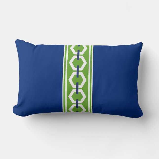 Catalina Blauwe Zeshoeksketting Trim Coast Modern Kussen (Voorkant)