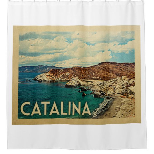 Catalina California Vintage Travel Douchegordijn (Voorkant)