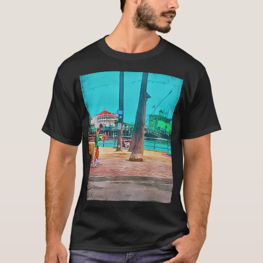 Catalina Eiland Avalon Ca Groene Pier en Casino T-shirt (Voorkant)
