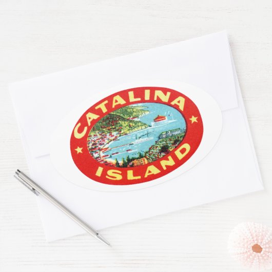  Catalina-eiland Californië Ovale Sticker (Envelop)