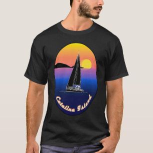Catalina eiland zeilen op voorzijde bedrukt t-shirt