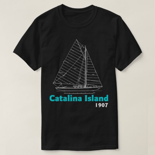 Catalina Eiland Zeilen  zeilboot Blauwdruk T-shirt (Design voorkant)