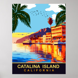 Catalina Island, CA, Waterreflecties, Reizen Poster