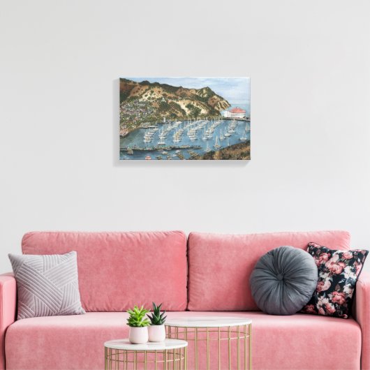 Catalina Island, CA Waterverf Painting op Canvas (Insitu (Woonkamer))