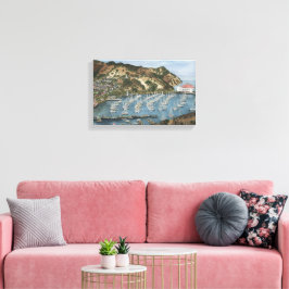 Catalina Island, CA Waterverf Painting op Canvas Afdruk