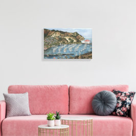 Catalina Island, CA Waterverf Painting op Canvas Afdruk