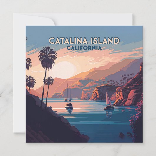 Catalina Island California Boats Sunset Retro (Voorkant)