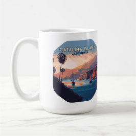 Catalina Island California Boats Sunset Retro Koffiemok