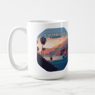 Catalina Island California Boats Sunset Retro Koffiemok