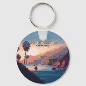 Catalina Island California Boats Sunset Retro Sleutelhanger (Voorkant)