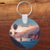 Catalina Island California Boats Sunset Retro Sleutelhanger (Voorkant)