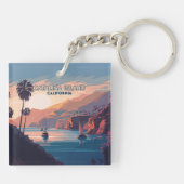 Catalina Island California Boats Sunset Retro Sleutelhanger (Achterkant)