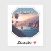 Catalina Island California Boats Sunset Retro Sticker (Vel)