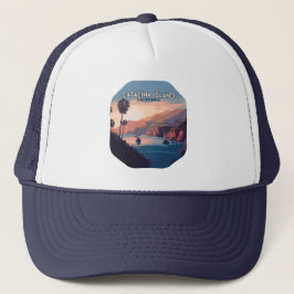 Catalina Island California Boats Sunset Retro Trucker Pet
