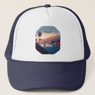 Catalina Island California Boats Sunset Retro Trucker Pet