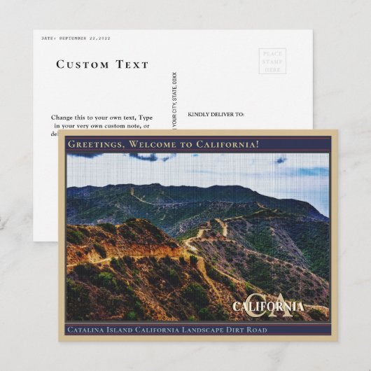 Catalina Island California Landscape Dirt Road Briefkaart (Voorkant / Achterkant)