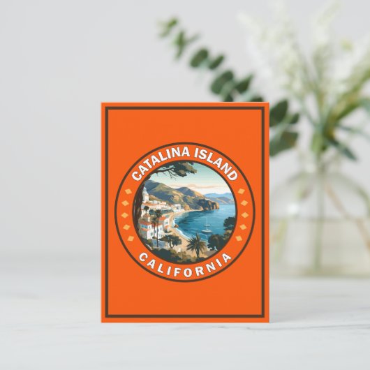 Catalina Island California Travel Art Badge Briefkaart (Staand voorkant)