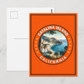 Catalina Island California Travel Art Badge Briefkaart (Voorkant / Achterkant)