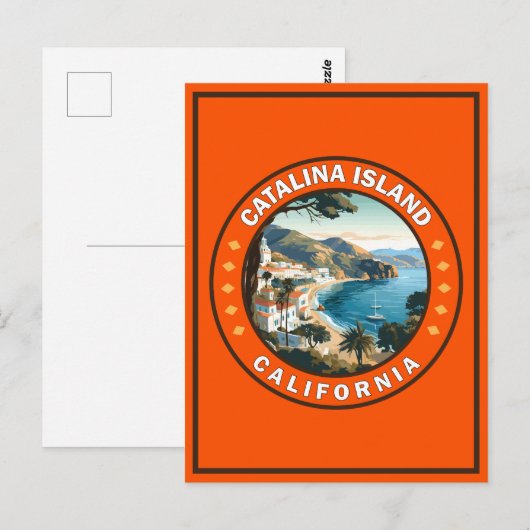 Catalina Island California Travel Art Badge Briefkaart (Voorkant / Achterkant)