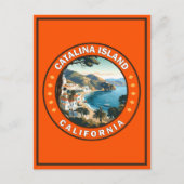 Catalina Island California Travel Art Badge Briefkaart (Voorkant)