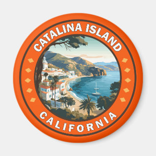 Catalina Island California Travel Art Badge Magneet