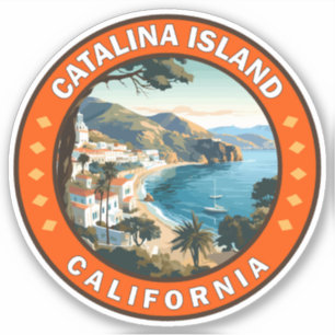 Catalina Island California Travel Art Badge Sticker