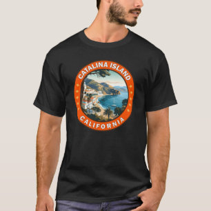 Catalina Island California Travel Art Badge T-shirt