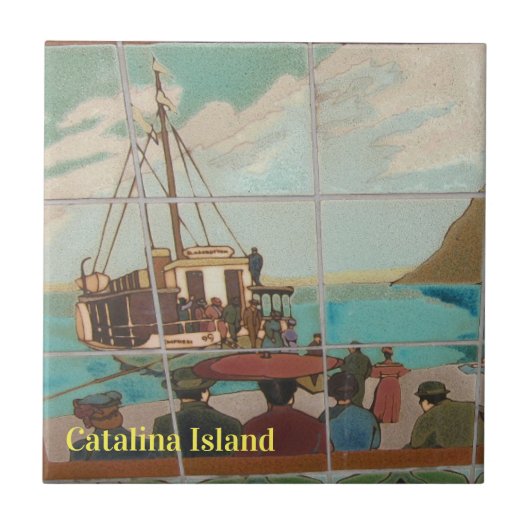 CATALINA ISLAND CERAMIC TILE BOAT TO CATALINA TEGELTJE (Voorkant)