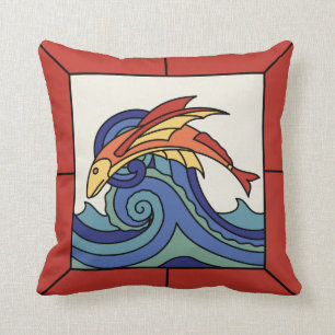 Catalina Island Flying Fish Tile Design Pillow Kussen