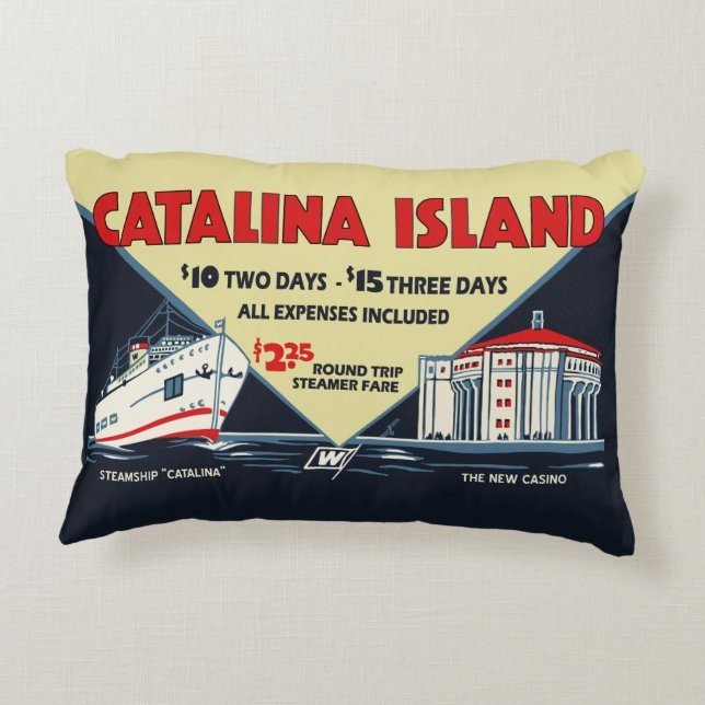 Catalina Island Promotional Art uit de jaren derti Accent Kussen (Achterkant)