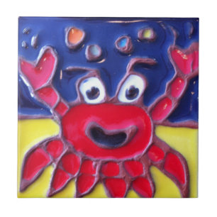 Catalina Island Tile Luau Larry's Crab J.Titchenal Tegeltje