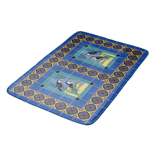 Catalina Island Tile Toucans Design Badmat (Gekanteld)