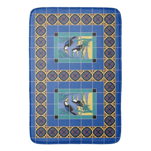 Catalina Island Tile Toucans Design Badmat (Voorkant Verticaal)