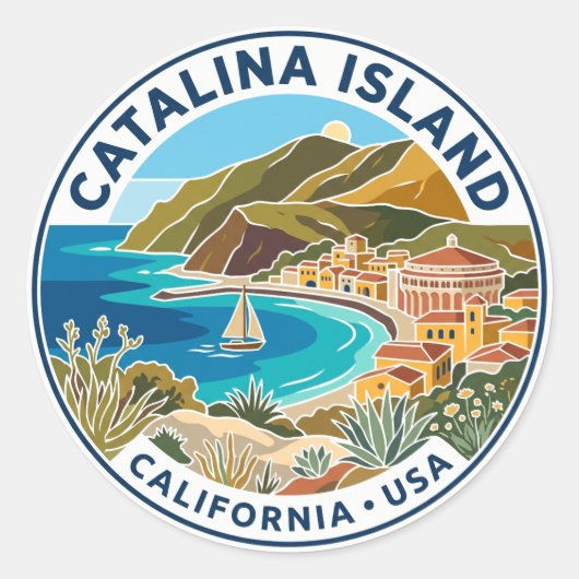 Catalina Island VS Ronde Sticker (Voorkant)