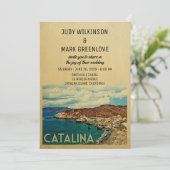 Catalina Island Wedding Invitation Vintage Kaart (Staand voorkant)