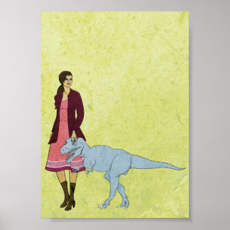 Catalog Woman en Dinosaur 5x7 Poster