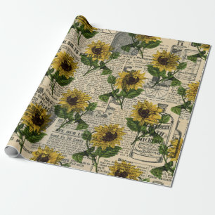 catalogi en zonnebloemen cadeaupapier