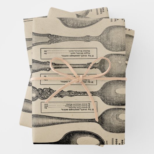 Cataloguspagina  spoons inpakpapier vel (In situ)