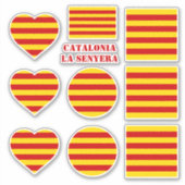 Catalonië stickers & La Senyera vlag hart /sport (Voorkant)