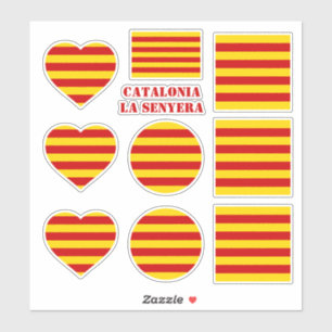 Catalonië stickers & La Senyera vlag hart /sport