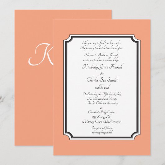 Cataloupe Elegante Formele Trouwkaart Kaart (Voorkant / Achterkant)