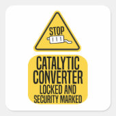 Catalytic Converter beveiligd en vergrendeld Vierkante Sticker (Voorkant)