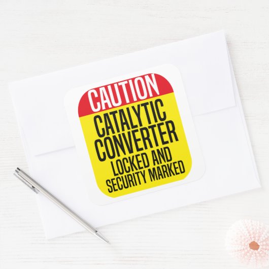 Catalytic Converter beveiligd en vergrendeld Vierkante Sticker (Envelop)