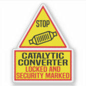 catalytic converter locked and security marked sticker (Voorkant)